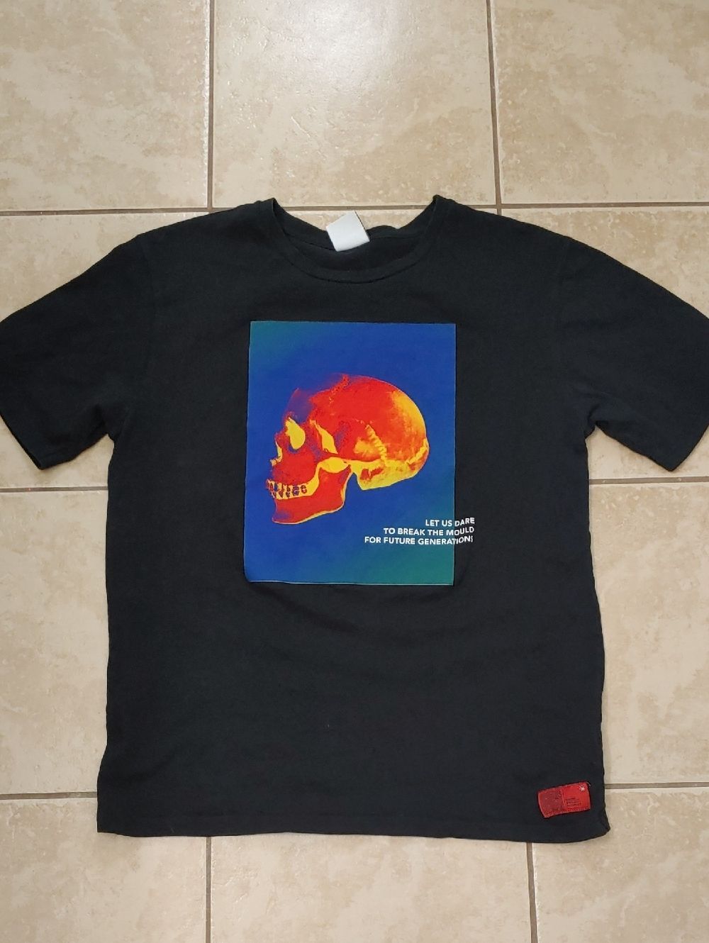 Zara T Shirt Men's M Black Skull Let Us Dare To Break The Mold Tee
